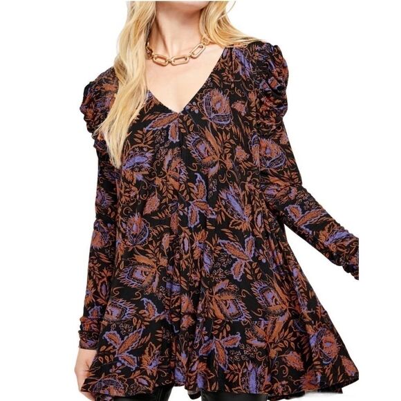 Free People Hello Lover Ruched Sleeve Tunic Top XS - Picture 1 of 7